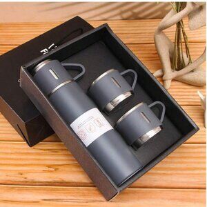 Flask Thermos Gray Insulated Stainless Steel Gift Set 6 - 12 Hours Hot Cold